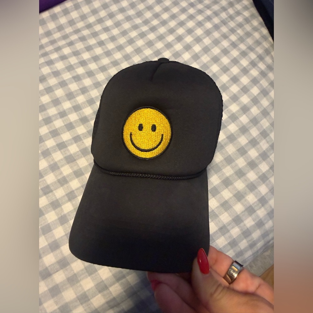 David and Young Black Smiley Face Trucker Cap